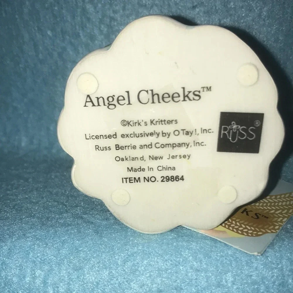 ANGEL Cheeks Kirk’s Critters by Russ Berrie guardian angel 2 1/2” NEW NWT